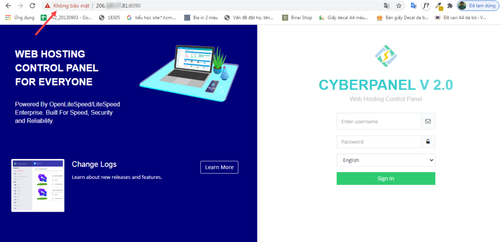 CyberPanel phần đăng nhập